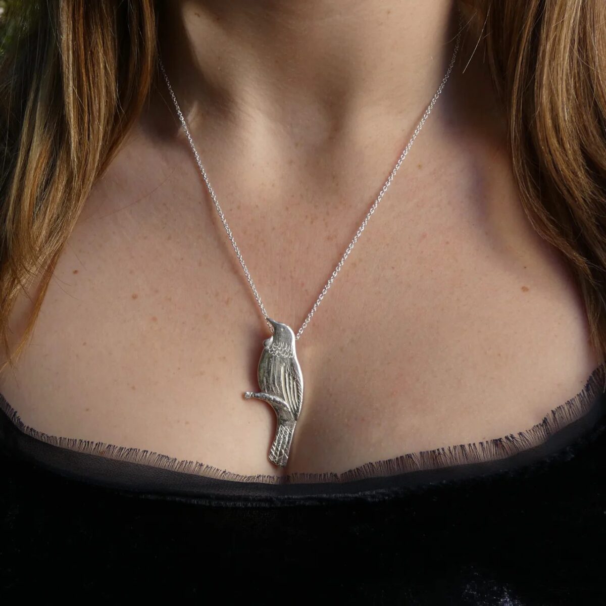 Tania Mallow Jewellery - Handsome Tūī Necklace, Sterling Silver - Image 2
