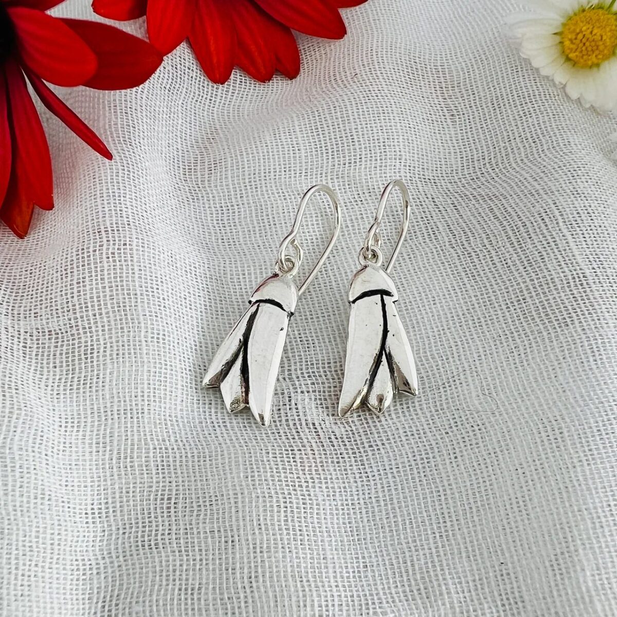 Tania Mallow Jewellery - Kōwhai Flower Earrings, Sterling Silver - Image 2